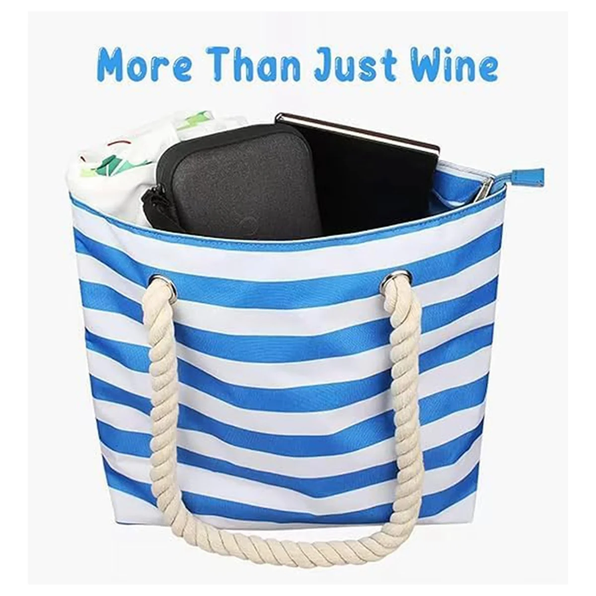 AA87Bolso de mano para vino, bolso enfriador de vino de playa para regalo de viaje, portador de vino aislado a prueba de fugas con boquilla oculta