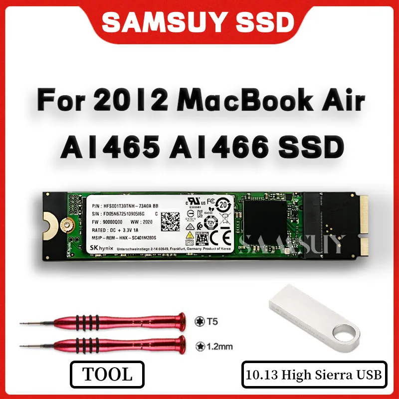 For 2012 Macbook Air A1466 A1465 Md231 Md232 Md223 Md224 EMC2559 EMC2558 128GB 256GB 512GB 1TB SSD Solid State Drive MAC SSD