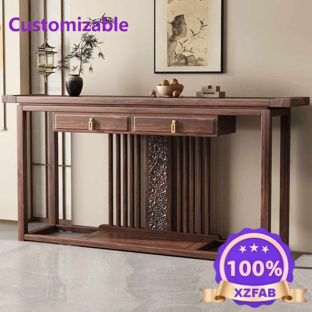 Factory Direct 2026 Song's Aesthetics South American Walnut Entrance Case Against the Wall Buddhist Terrace Entry Living Room