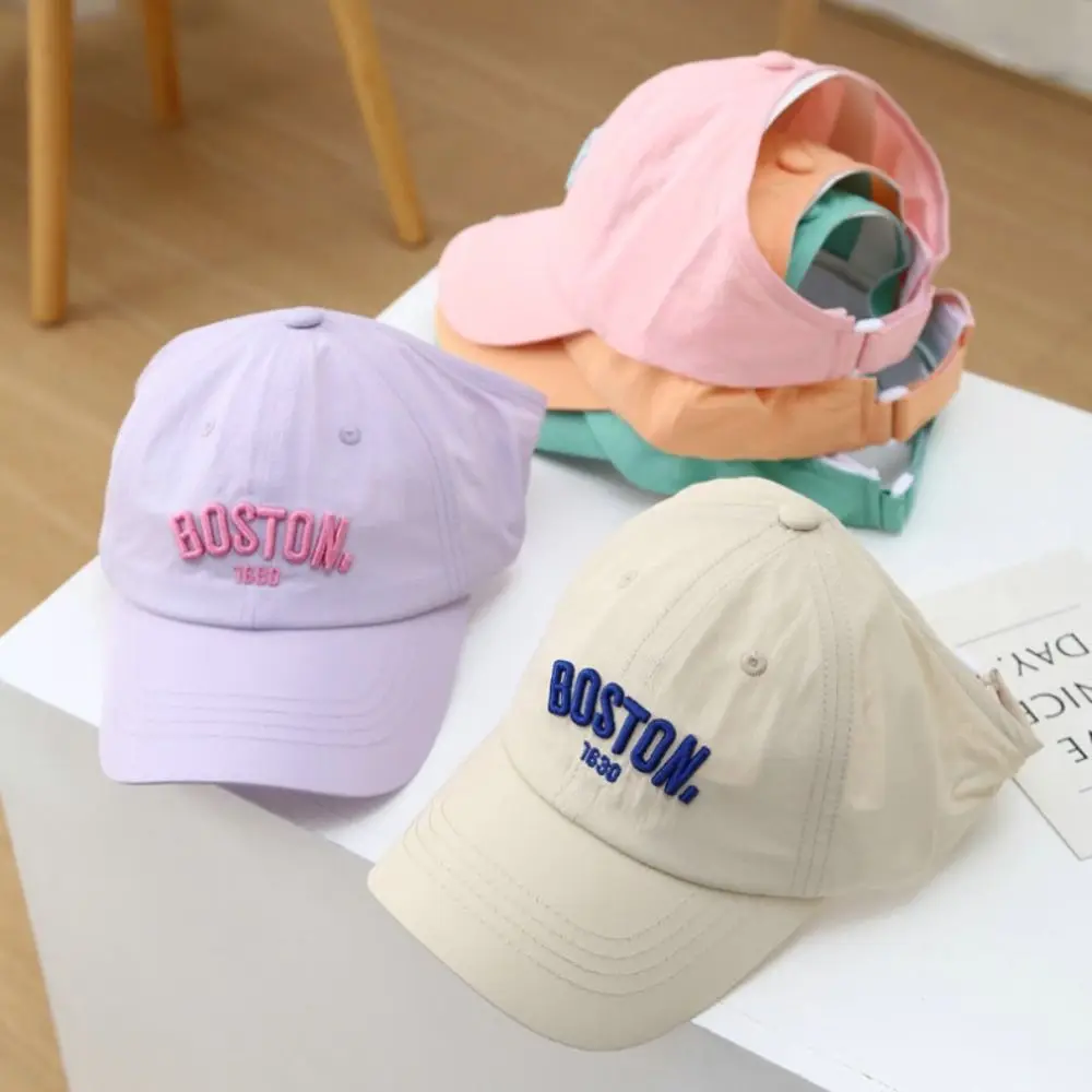 

Korean Style Half Empty Top Hat Quick-dry Shading Hat Summer Kid Sunhat Anti-UV Sun Hat Letter Embroidery Children's Visor Hat