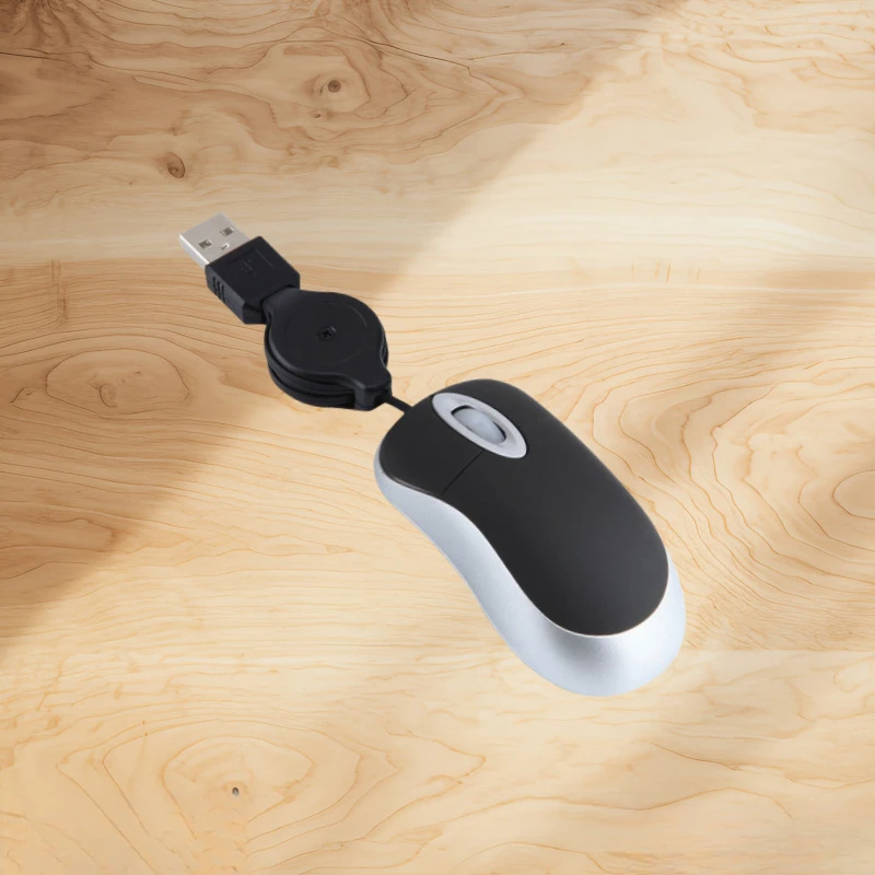 

Retractable Cord Mini Wired Mouse Optical Portable Small for Laptop