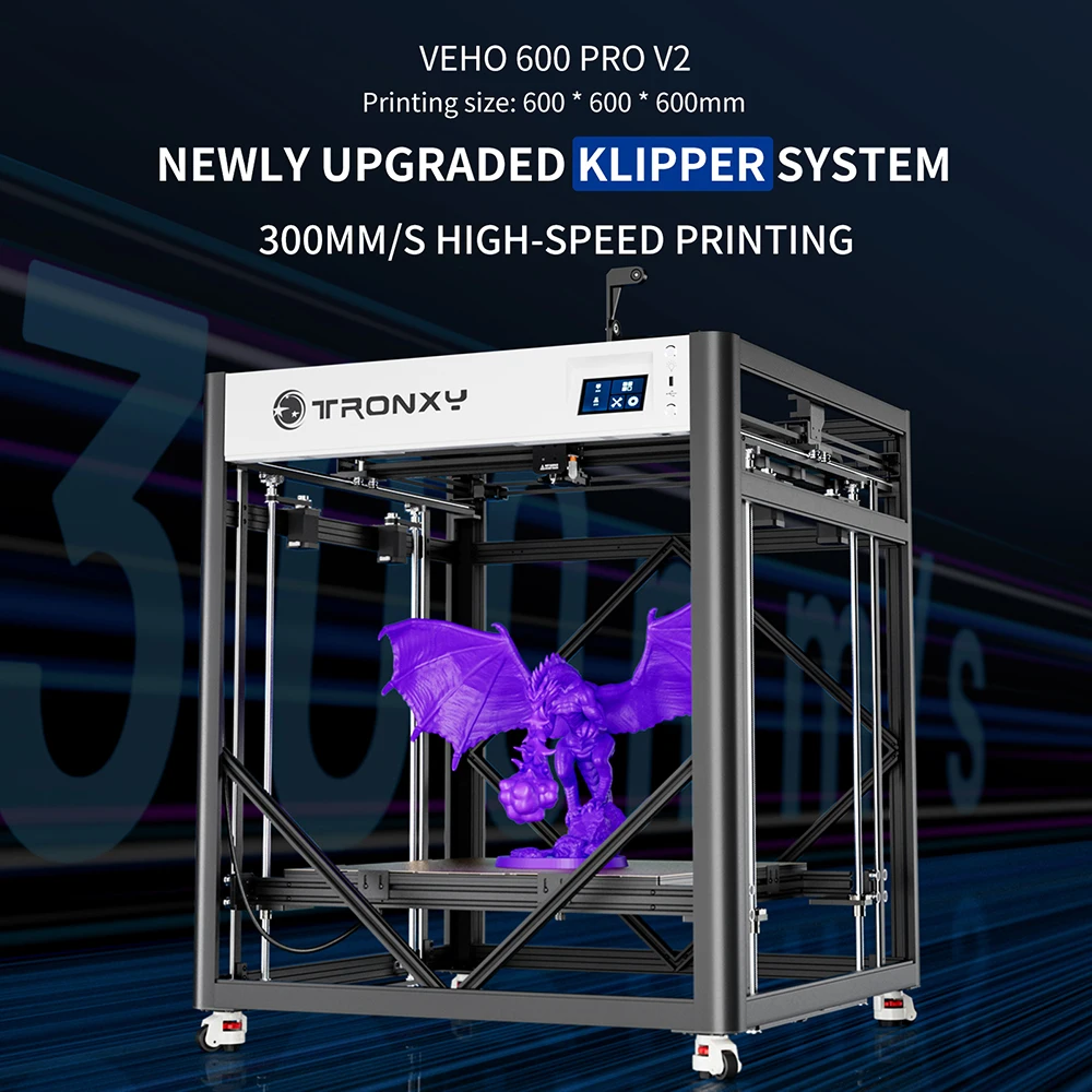 

TRONXY VEHO 600 Pro V2 3D-принтер Большой размер печати 600*600*600 мм Автоматическое выравнивание CoreXY Structure Прямой экструдер DIY Модернизированный комплект