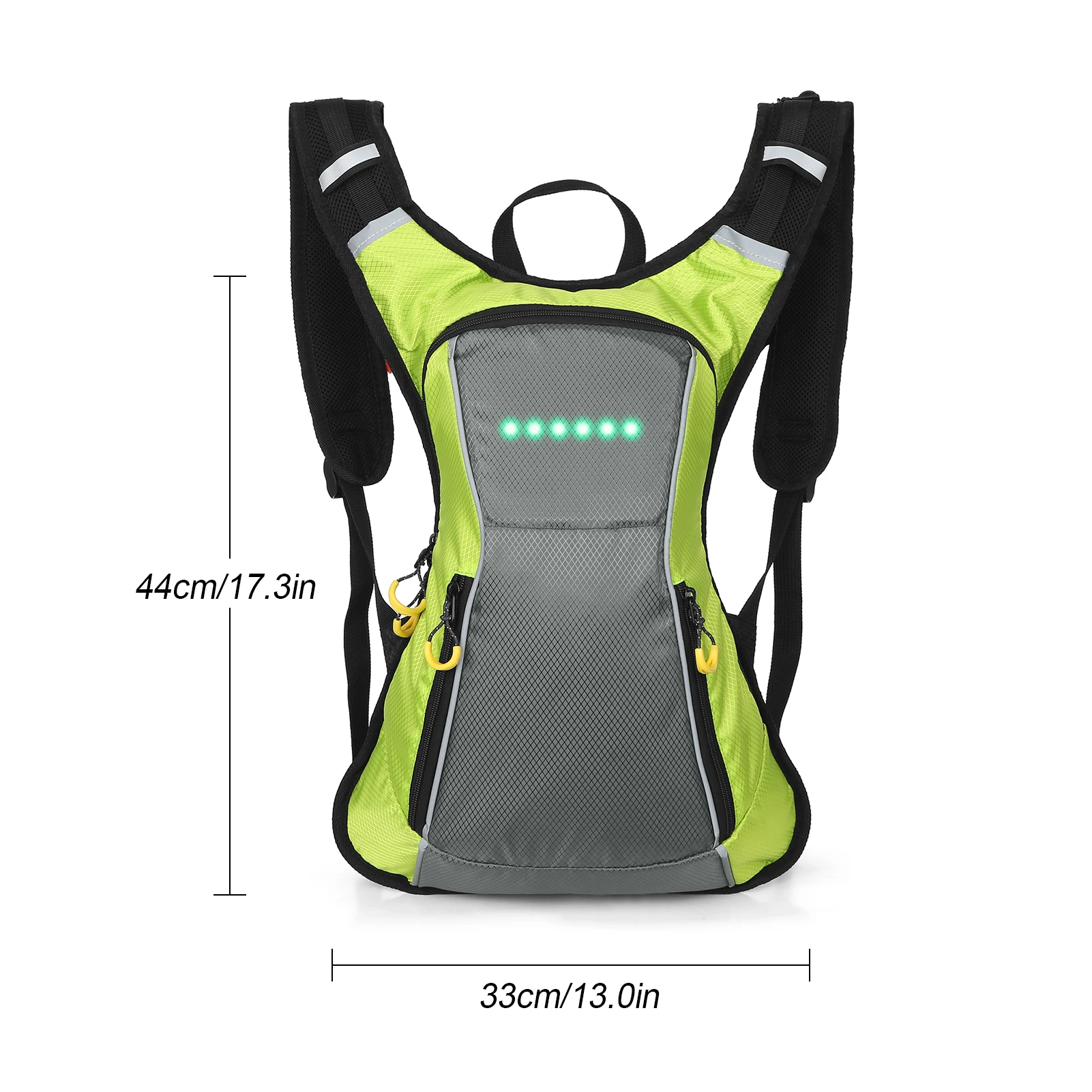 LED Turn Signal Backpack IPX5 Waterproof Reflective Backpack w Direction Indicator USB Rechargeable Safety Light Wireless RC Bag