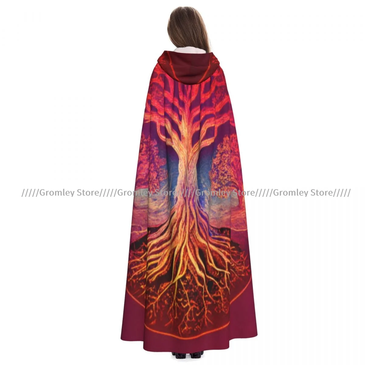 Yggdrasil Life Witch Cloak Halloween Cosplay Costume Adult Unisex Cloak Retro Ages Cape