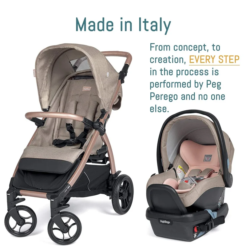 Peg Perego Booklet 50 Travel System - Includes Booklet 50 Baby Stroller and Primo Viaggio 4-35 Infant Car Seat - Made in Ita