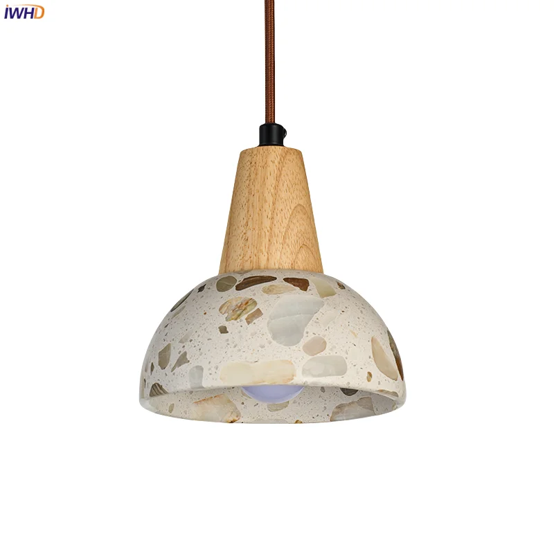 

IWHD Wabi Sabi Terrazzo LED Pendant Lamps Interior Lighting For Living Room Home Decor Japanese Vintage Hanging Light Lamparas