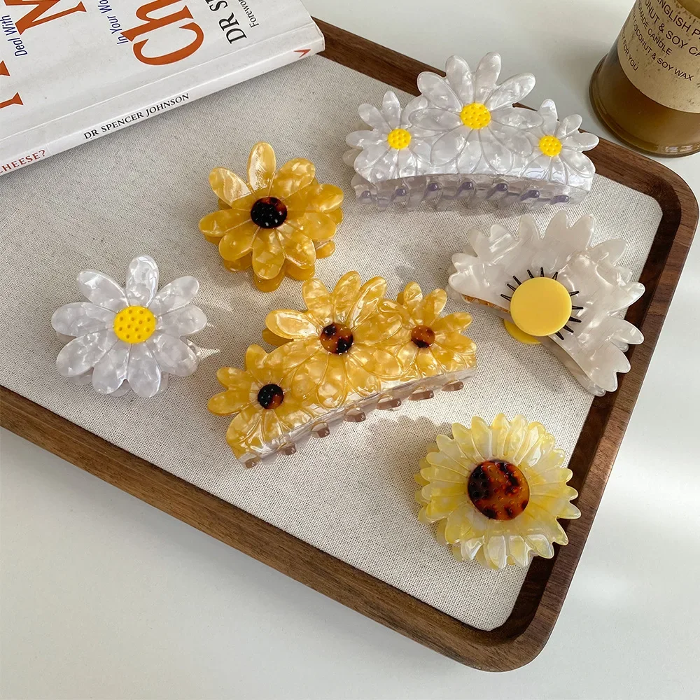 Pinzas para el pelo de la serie Daisy para mujer, pinzas para el pelo de flores para niña, accesorios para el cabello de estilo japonés, pinzas para Cola de Caballo de tiburón para mujer