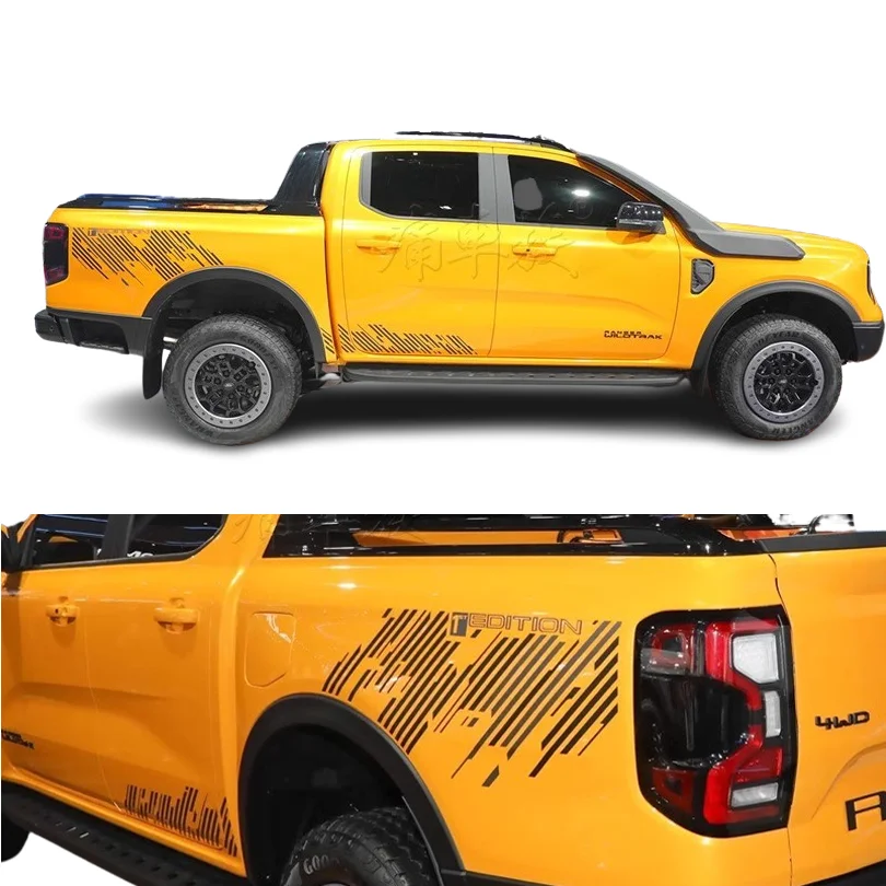 

Black with Gray Stripe Stickers Off-Road Bedside Line Sticker Graphics Decal Blackout Vinyl Wrap for Ford Ranger 1st Edition