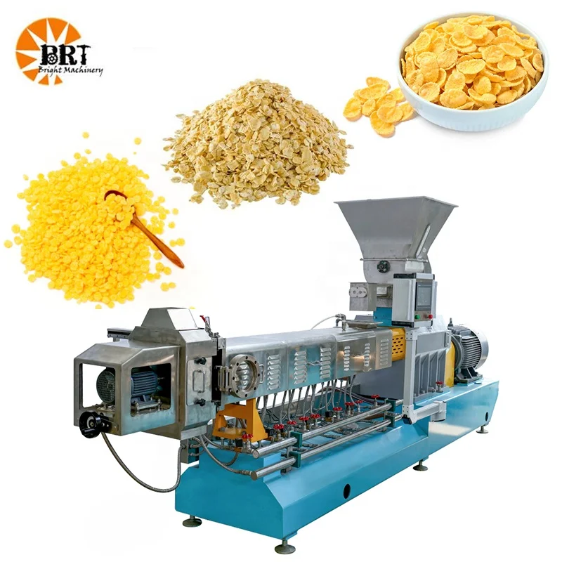Máquina de Doble Tornillo para Hacer Cereales de Desayuno, Hojuelas de Maíz, Cereales Instantáneos, Avena y Granola