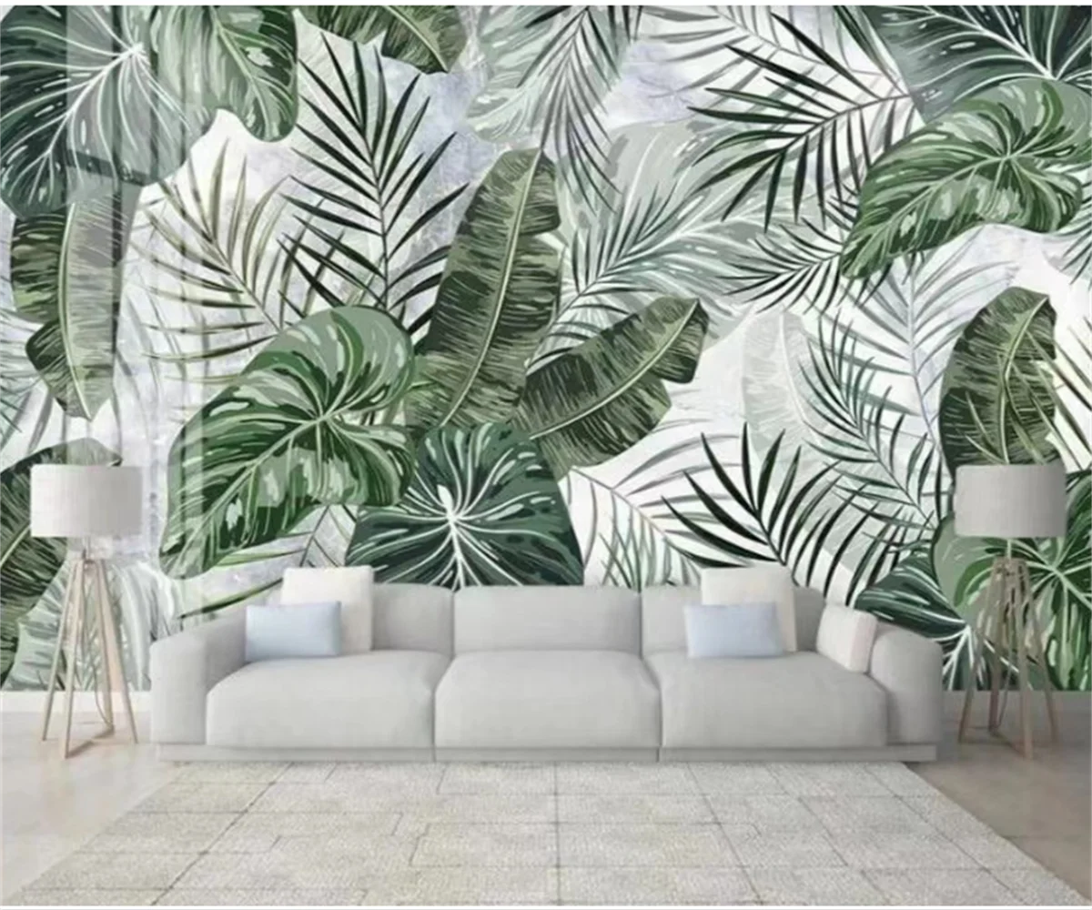 

custom wallpaper tropical rainforest leaf forest forest green wallpaper living room TV background wall decoration bedroom mural