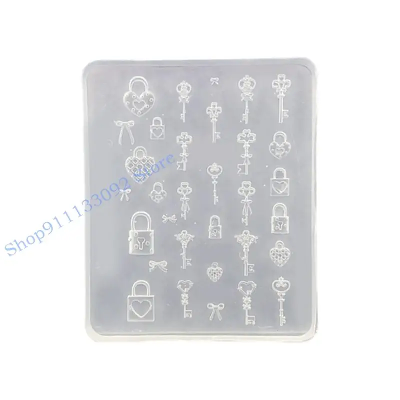 

H9ED Small Art Accessories Molds Lock Theme Designing Moulds Embellishment Molds for Delicate Manicure Designs