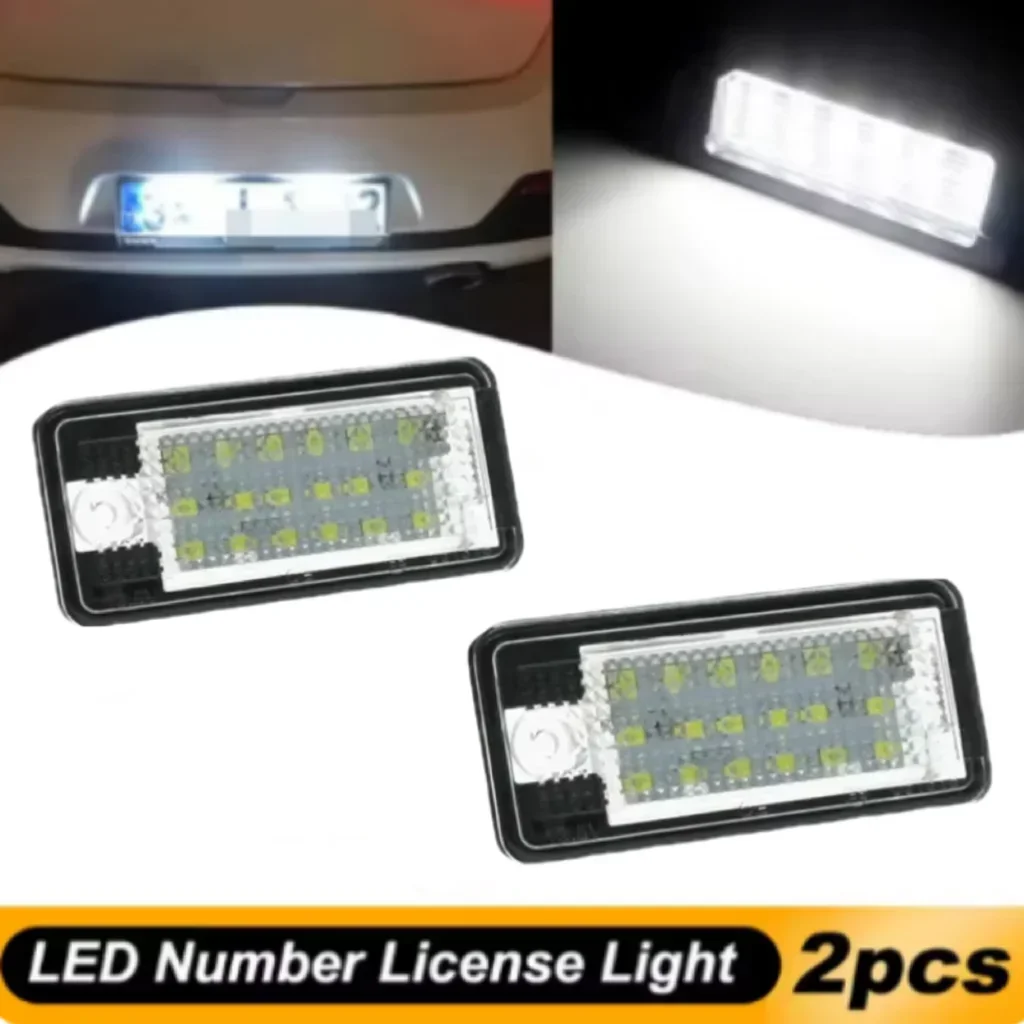 

2pcs LED Car License Plate Light Fit for Audi A3 A4 A6 A8 B6 B7 Q7 LED Tag Lights LED Beads License Number Plate Lamp