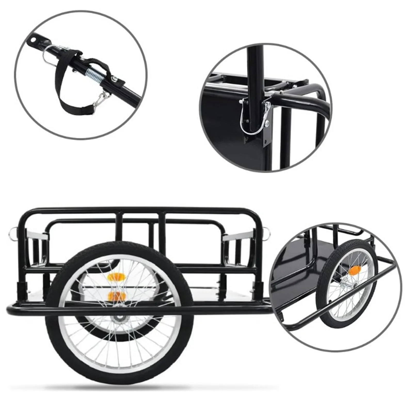 Foldable Bicycle Cargoes Trailer Foldability Heavy-Duty Outdoor Cycling Wagon Carrier with Removable Bed for Luggage/Groceries