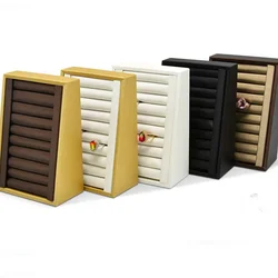 Pu Leather Jewelry Display Tray Portable Organizer Earrings Drawer Storage Plate Ear Studs Stand Holder Rack Prop Showcase