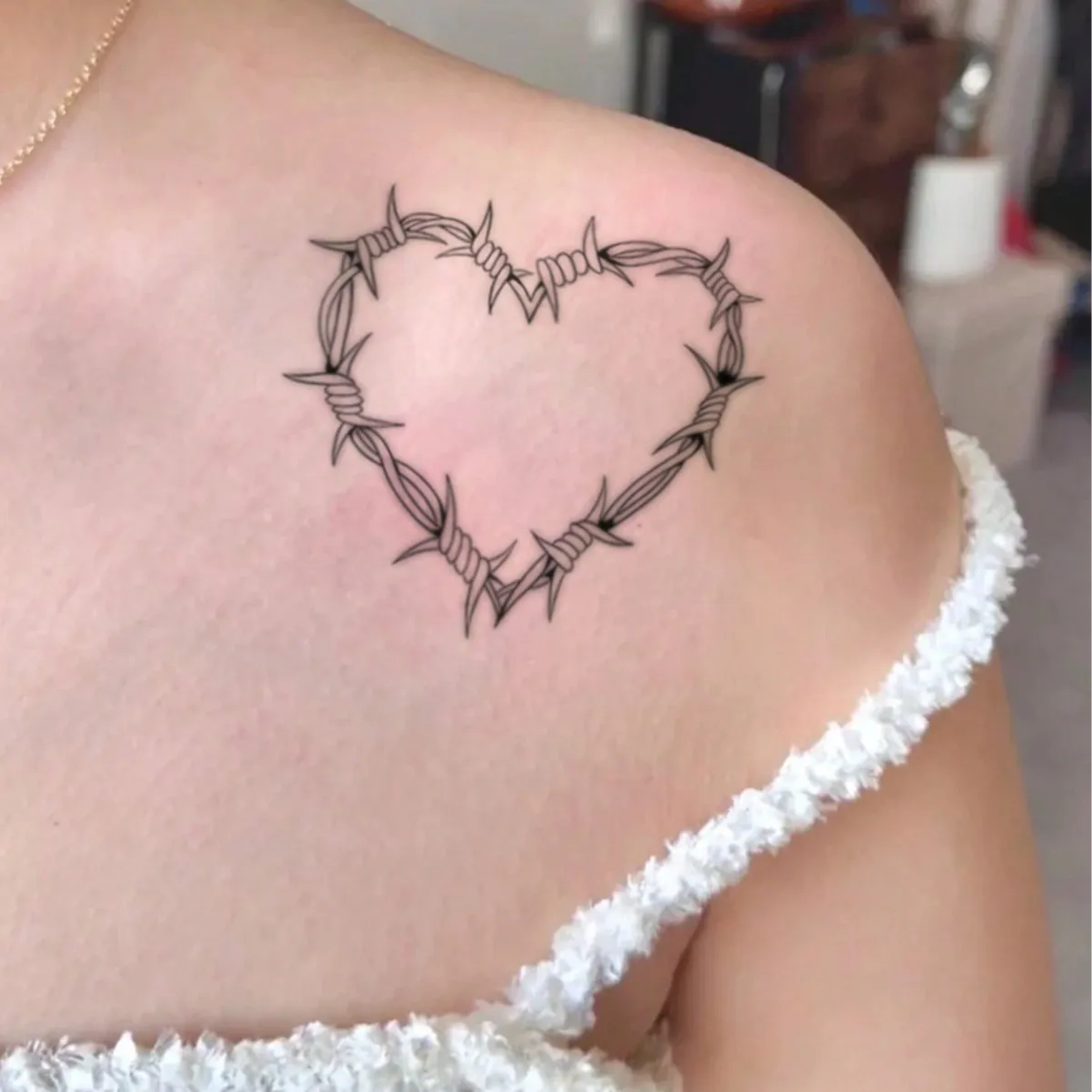 

Временная татуировка-наклейка Sweet & Cool Thorn Heart, модный боди-арт для женщин, черная временная татуировка