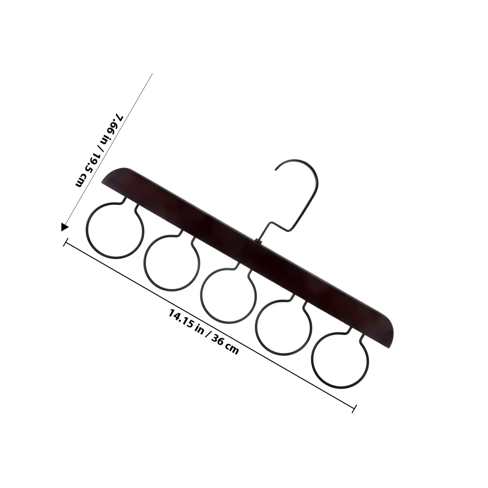 Wooden Necktie Holder Rack Retro Color 5-Loops Multifunctional Closet Organizer for Ties Scarves Belts Shawls Necktie Hanger view 5