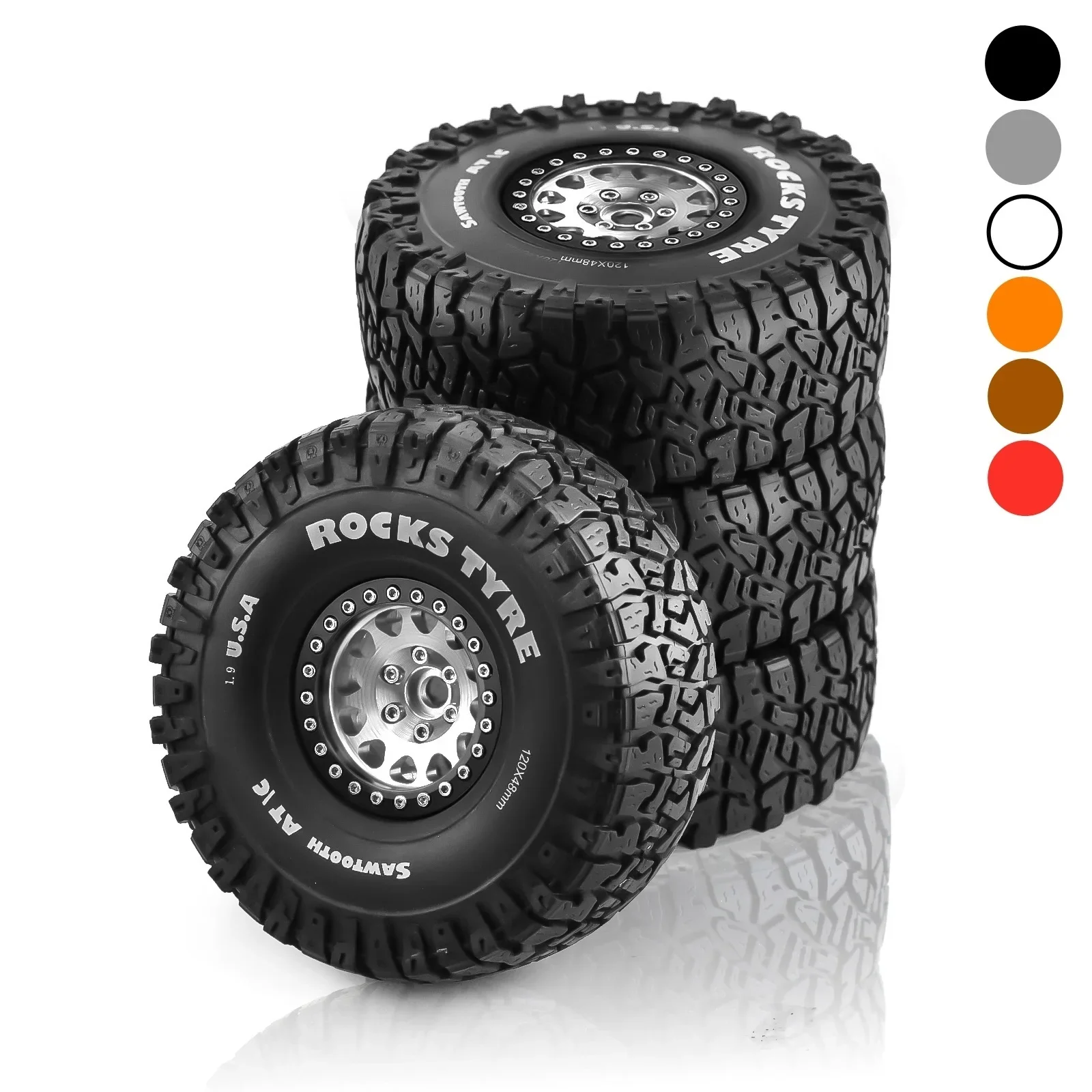 

4pcs 120mm 1.9-inch climbing tires suitable for TRX - 4, SCX10, D90, etc., a 1:10 scale universal imperial - size tire.