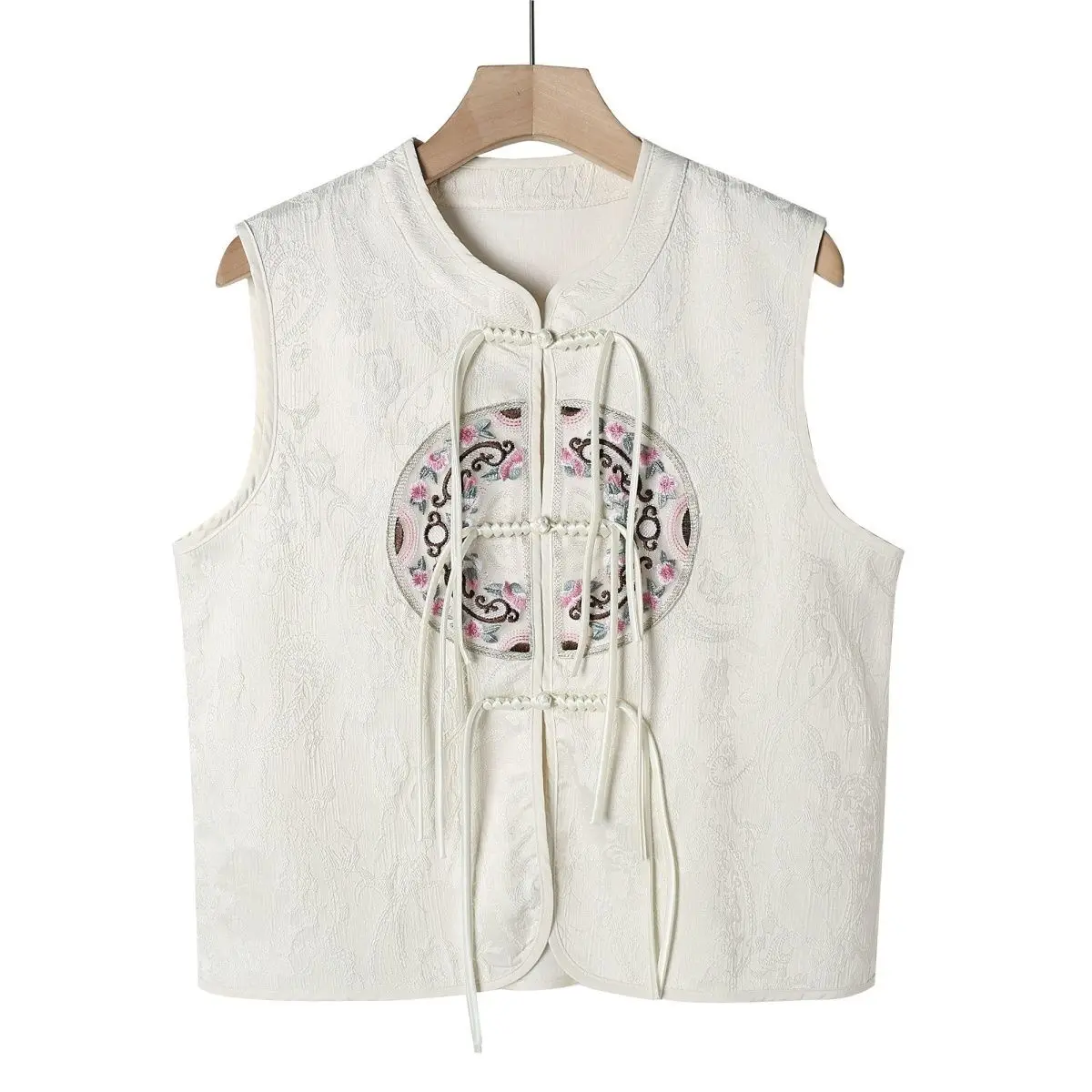 

New Chinese Style Women's Vest Embroidered Single Piece Vest Large Size Clothes Coat
