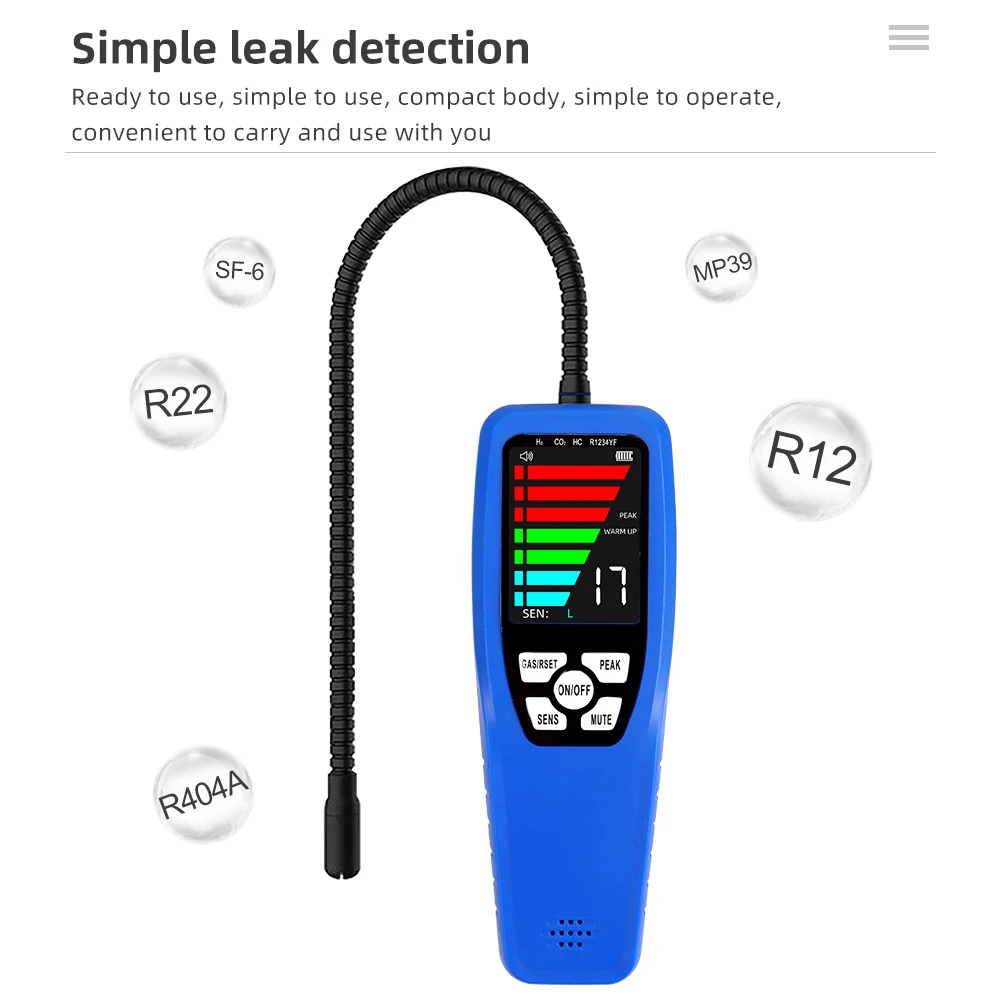 Imagem -02 - Diodo Aquecido Refrigerante Vazamento Detector ar Condicionado Refrigeração Sistema Detector de Gás Handheld Vazamento Tester Ld200