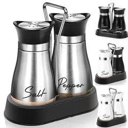 Refillable Salt and Pepper Shakers Set,Home Spice Bottles Container,Restaurant,Picnic,Kitchen Pepper Seasoning, 3.4oz, 2Pcs/Set