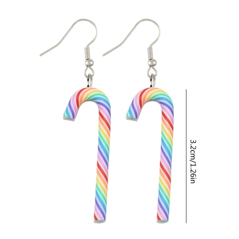 Рождественские серьги-костыли. Стильные аксессуары для ушей. Симпатичные украшения для ушей на Рождество.