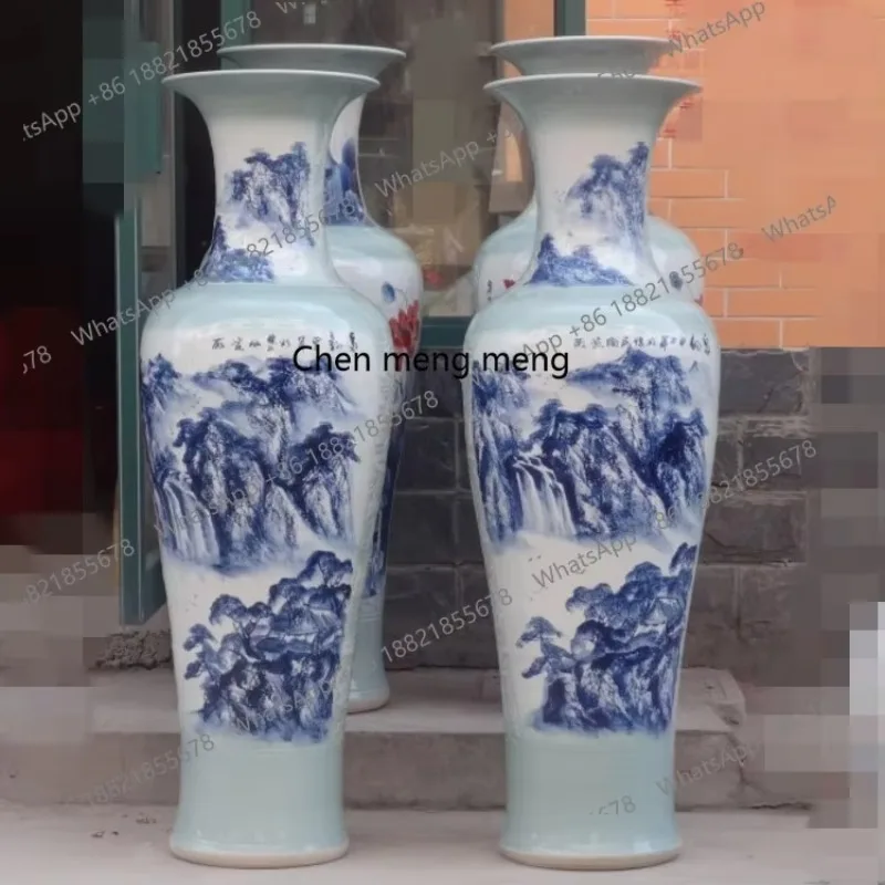 Ceramic floor-to-ceiling vase, hand-painted, ceramic handicrafts hotel opening gift H