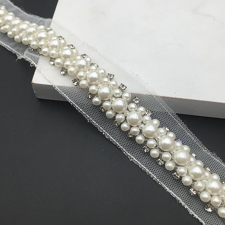 White Beaded Handmade Beaded Handmade Lace Beaded Clothing Lace Clothing Accessories