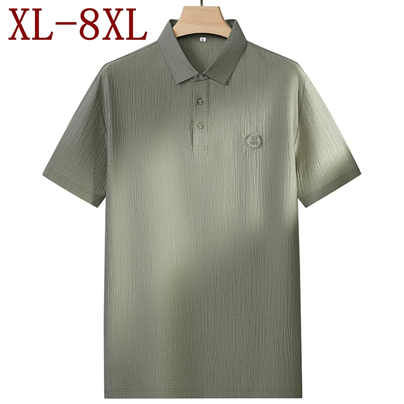 

Мужская летняя рубашка-поло 8XL 7XL 6XL 2026: Новинка, элитная, дышащая, шелковистая, приятная к телу, мягкая, повседневная, свободного кроя