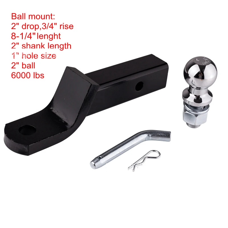 Trailer Hitch Ball Mount Starter Kit Fits 2 Inch Square Receiver 2 Inch Drop 6,000 lbs Capacity Includes 2 Inch Trailer Ball