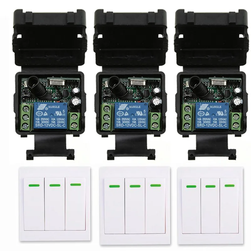 Mini Size DC12V 24V 1CH 10A RF Wireless Remote Control Switch Relay Receiver+86 Wall Panel Remote Transmitter ,315/433.92 MHZ