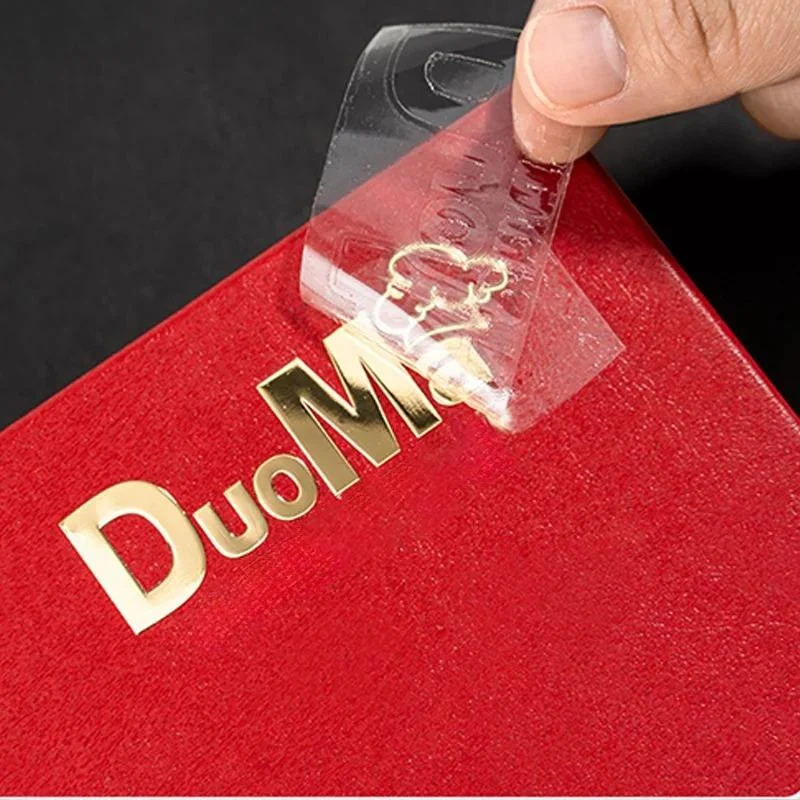 Custom 3D Embossed Gold Transparent PVC UV Brand Sticker Waterproof Metal Logo Embossed 3D Transfer for Plastic Bags and Cartons