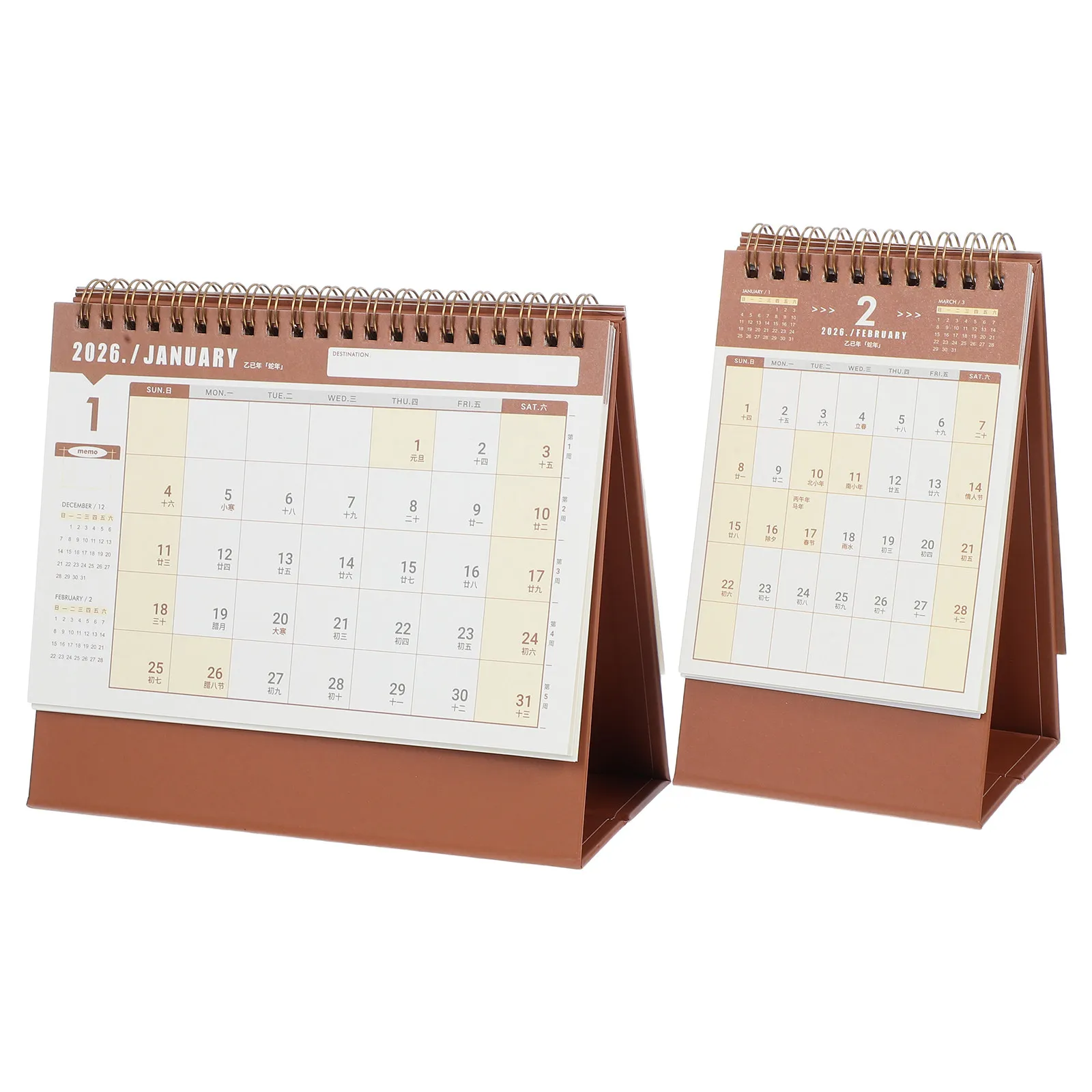 

2Pcs Vintage Minimalist Desk Calendar 2026 Standing Flip Daily Planner Thick Paper No Bleedthrough Office Home Study Easel