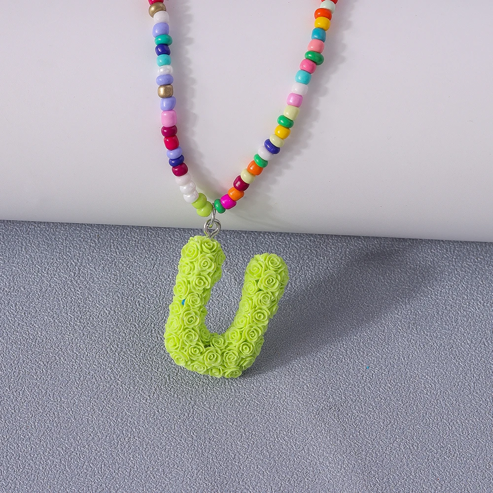 Aihua Niedliche Boho-Halskette mit Namen und Initialen, 26 Buchstaben, für Frauen, BFF, beste Freunde, Kinder, Rose, A-Z Alphabet-Halsketten, Geburtstagsgeschenke – Detail 15