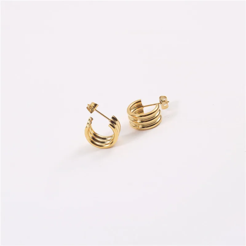 New Fashion Female Korean Temperament Titanium Steel Gold-plated Big Earrings Titanium Steel Earrings