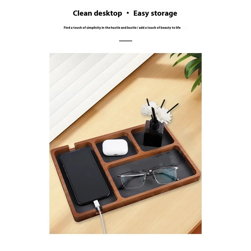 

PORK-Wooden Desktop Storage Organization Box Sundries Solid Wood Storage Box Solid Wood Partition Storage Box