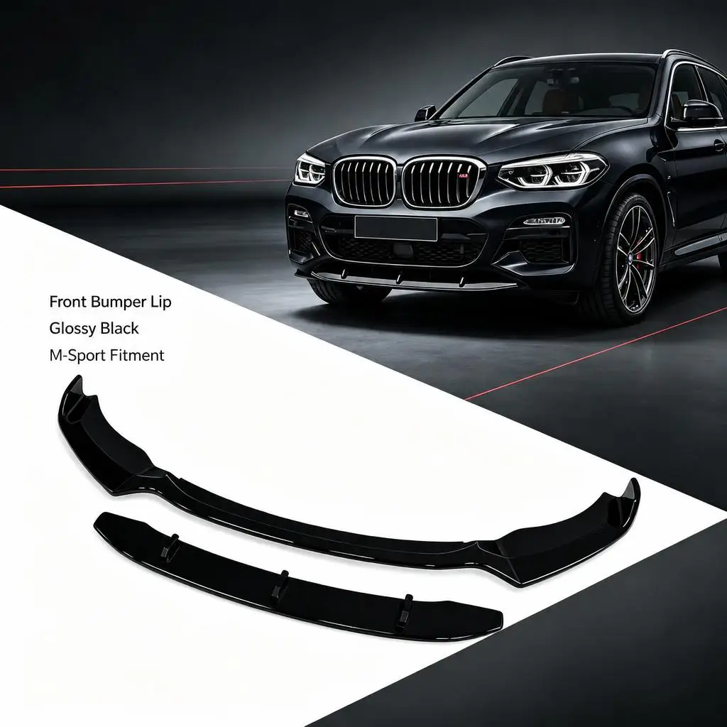 Vorderer Unterer Stoßstangenspoiler für BMW X3 G01 X4 G02 M Sport 17-2021, Hochglanz Schwarz, MP-Stil, Frontspoiler, Unterer Stoßstangenschutz