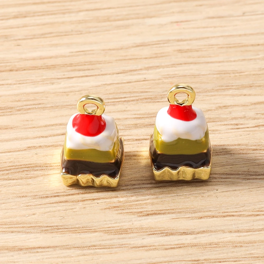 5 Stück Gemischte Niedliche Lebensmittel-Anhänger, Emaille-Kuchen- und Brot-Charms für die Herstellung von Ohrringen, Halsketten, Armbändern, DIY-Bastelarbeiten und Schmuckzubehör – Detail 17