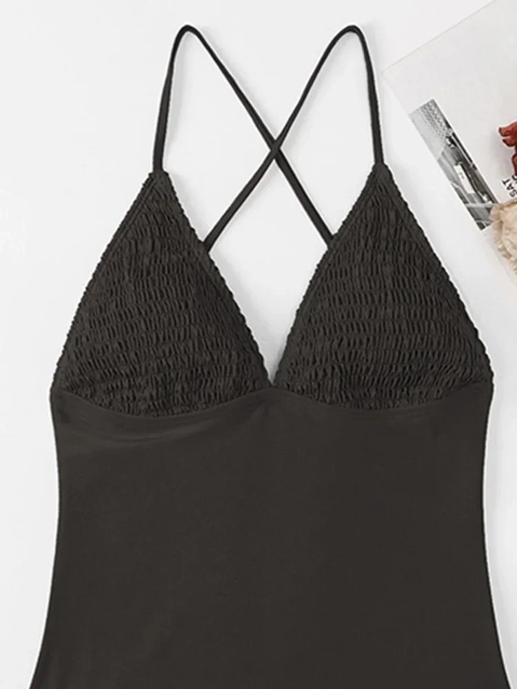 เซ็กซี่ Slim บิกินี่ผู้หญิงชุดว่ายน้ําที่ไม่มีสายหนังเอวสูง Backless Beach บิกินี่ 2025 ฤดูร้อนใหม่ชุดว่ายน้ํา One Piece ชุดว่ายน้ํา