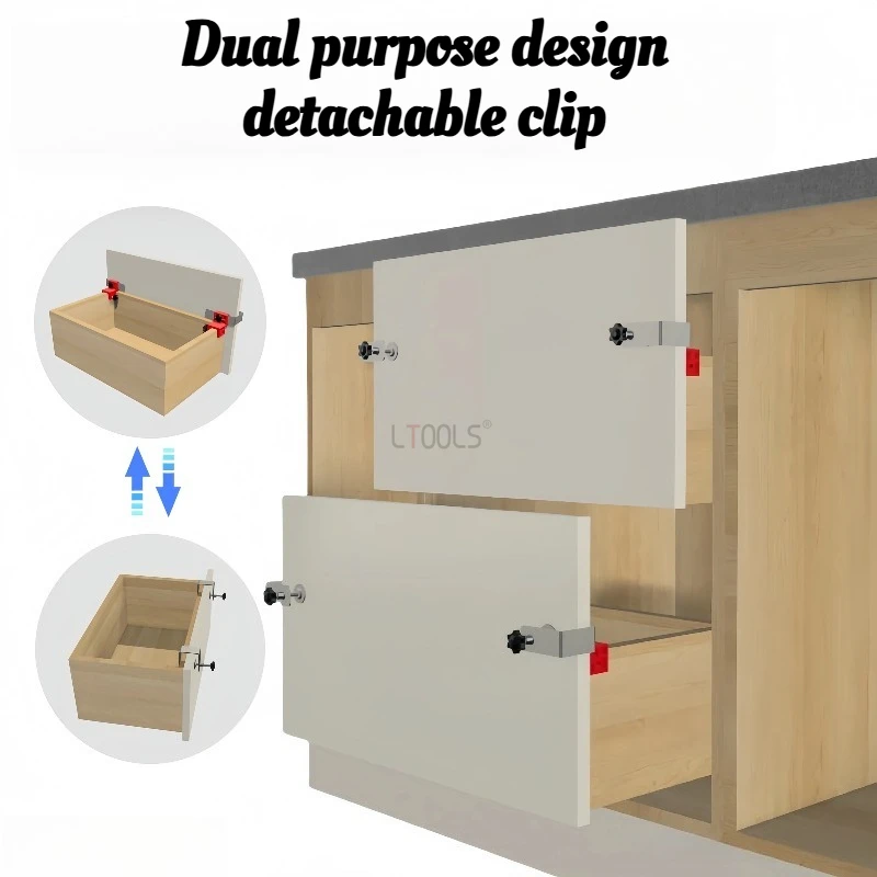 Adjustable No Handle Drawer Fixing Clip High Drawer Panel Quick Installation Clamp Furniture Large Panel Mounting Auxiliary Tool