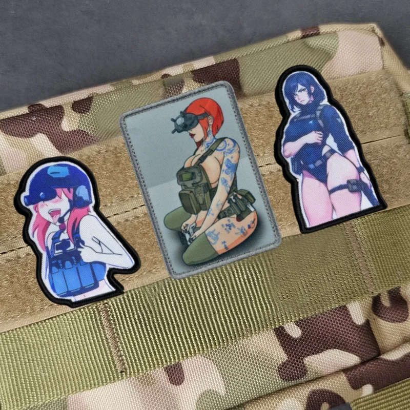 Uprising Russian Sexy Girl Morale Badge Patches Animation Tactical ARMY Military Patch Hook and Loop Armband Backpack Stickers view 4