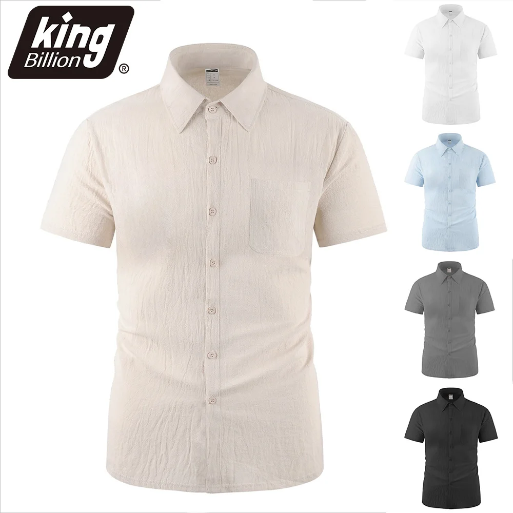 

Summer Cotton Linen Shirt for Men Short Sleeve Solid Color Lapel Single Breasted Comfortable Male Casual Tops Simple Style