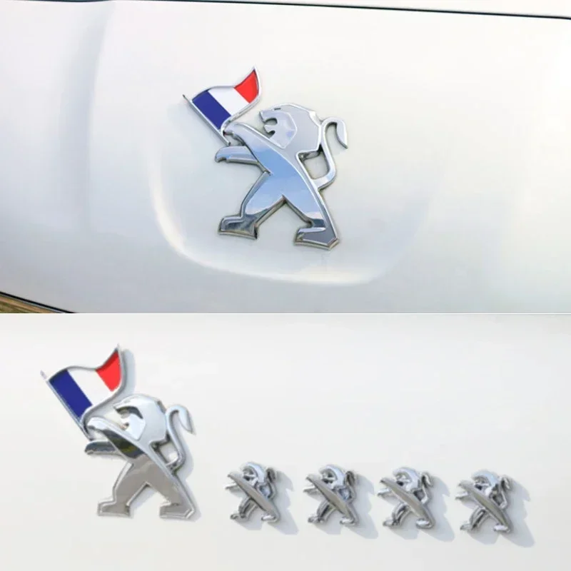 

5pcs 3D Lion Flag Badge Car Stickers Rear Emblem for Peugeot 307 207 3008 301 406 208 206 103 403 4007 807 407 5008 Accessories