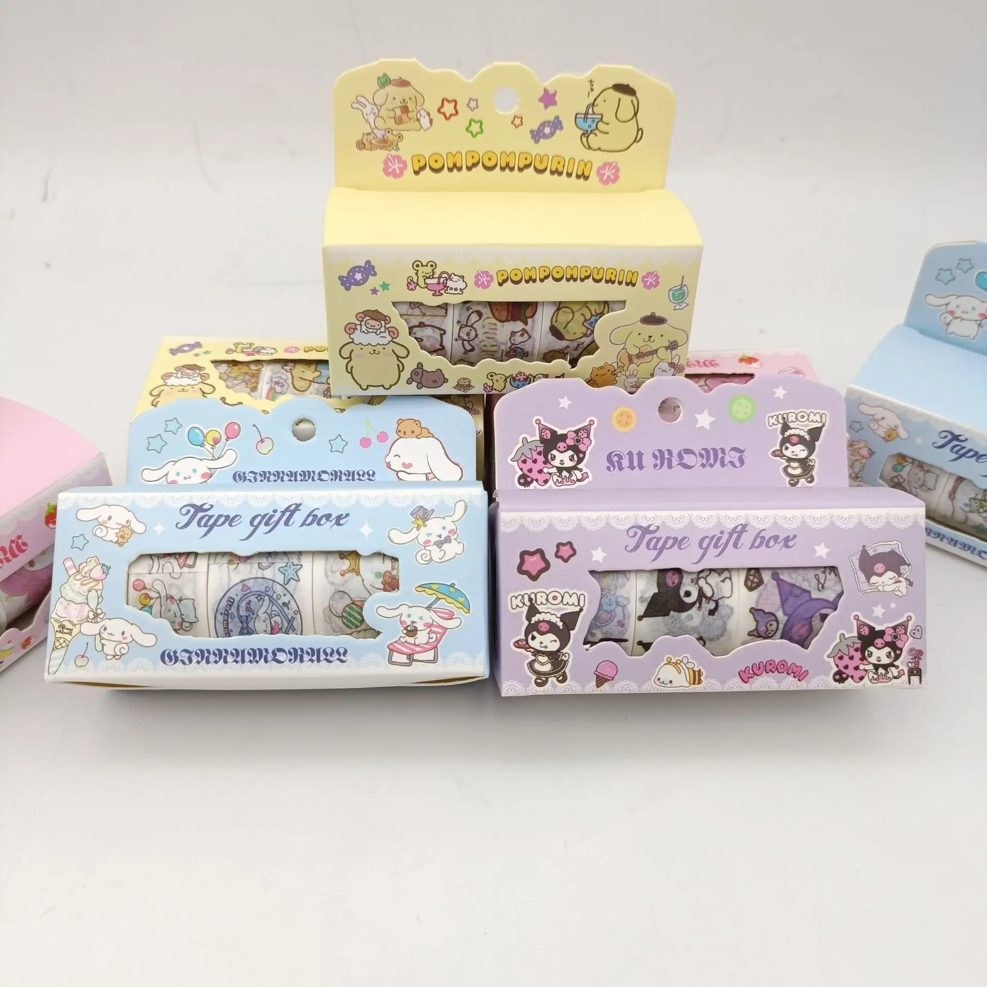 4 Boxen/Set Sanrio Kuromi Melody Cinnamoroll Washi Sticker Tapes Niedliche Scrapbooking DIY Dekorative Aufkleber Album Stick Etiketten