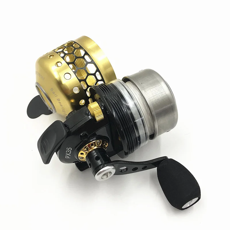 PX35 Fishing Reel Slingshot 4+1BB Compound Bow Hunting Closed Metal Coil Wheel Outdoor 5#PE Line 55M