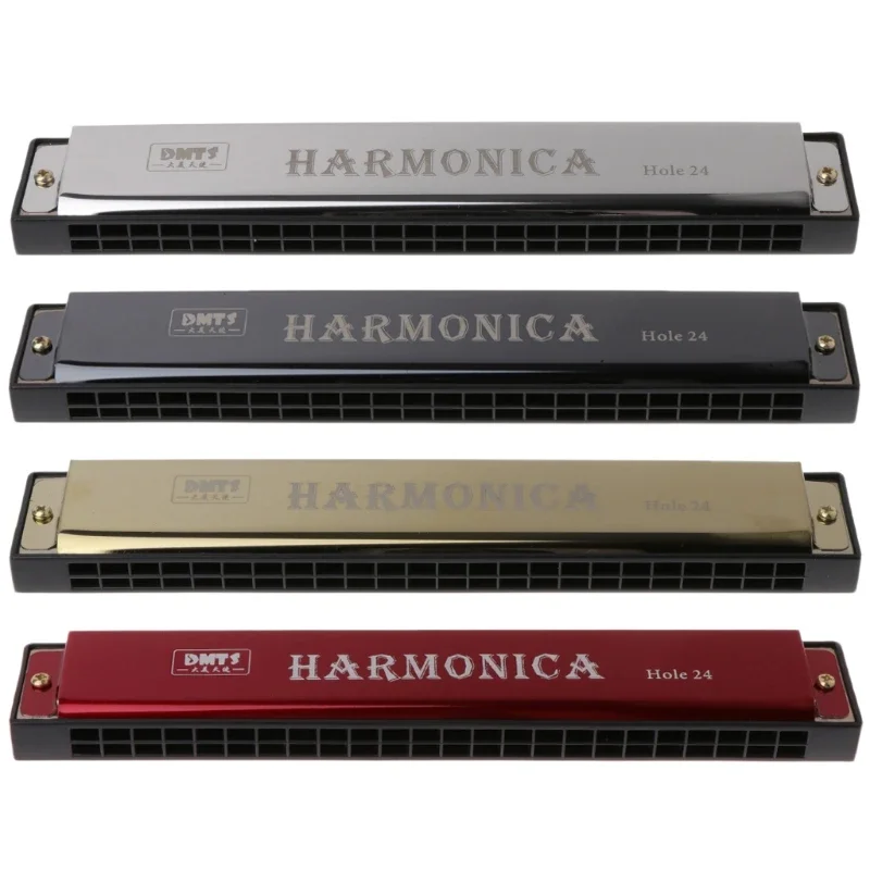 Professional 24 หลุม Harmonica ปากออร์แกนโลหะสําหรับผู้เริ่มต้นเครื่องดนตรี Harmonica พิณเริ่มต้นเด็กผู้ใหญ่ Blues