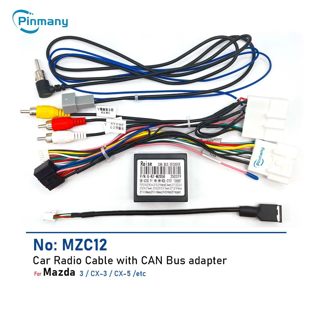 

Car Radio Cable Adapter MZC12 Power Wiring Harness Connector with CAN Bus Decoder for Mazda 3 Axela CX-3 CX-5 Android Head Unit