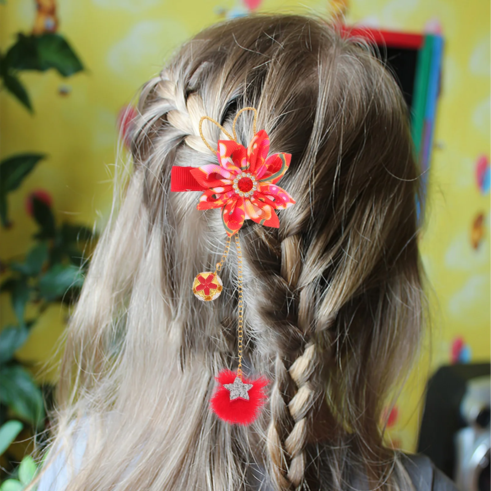 

1Pair Chinese Tassel Hairpin Handmade Flower Accessories for Girls Traditional Festivals and Themed Parties Chinese Hairpin
