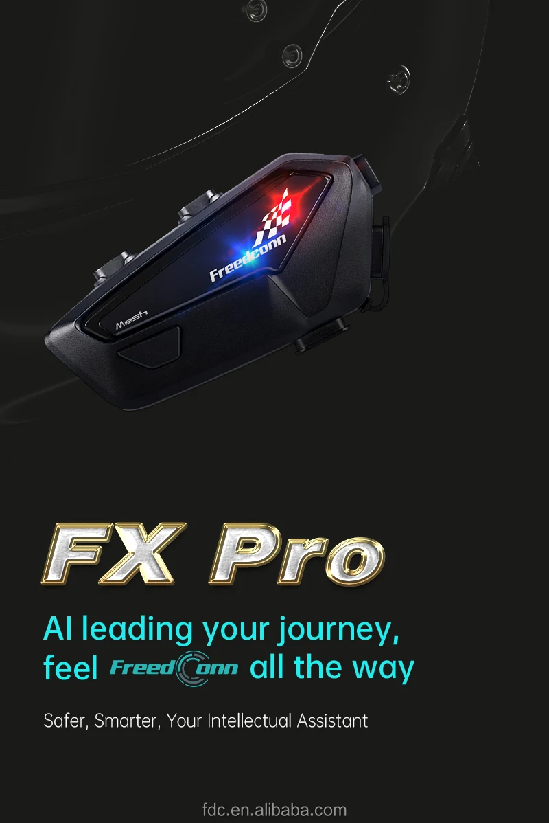 FreedConn FX PRO Noise Cancelling 2-6 Riders   Hi-ResSound Quality Certification Intercom Motorcycle Bluetooth Intercom