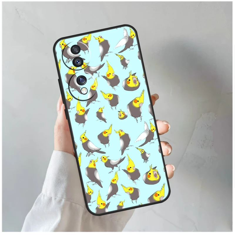 Cartoon Cockatiel Collage Funda For Honor Magic 6 Lite 5 Pro 50 70 90 Honor X8a X8b X6 X7 X8 X9 X6a X7a X9a X9b Case