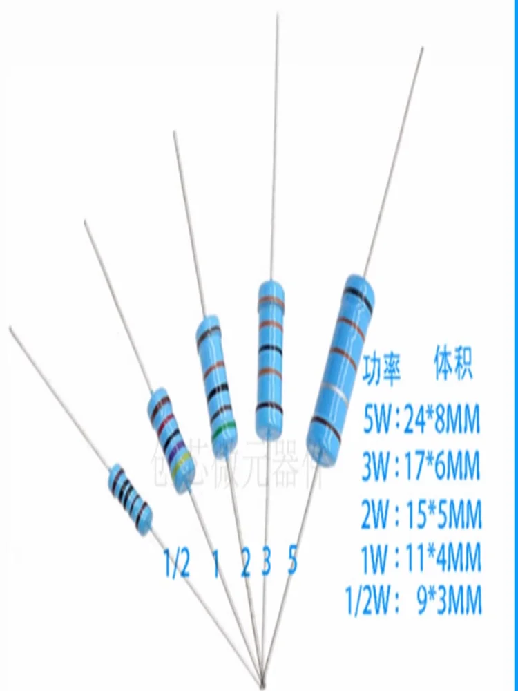 650pcs 2W metal film resistor pack 1% accuracy 130 kinds  (1k~3M) 5 pieces per model a total of 650PCS
